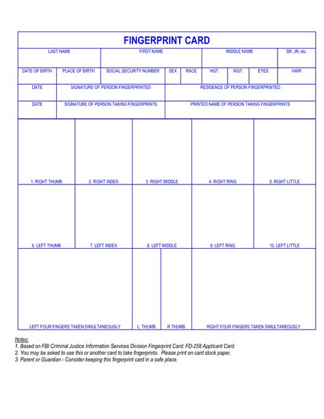 Blank Fingerprint Card Templates At