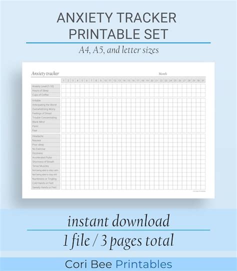 Anxiety Tracker Printable Page Printable Pdf Instant Etsy