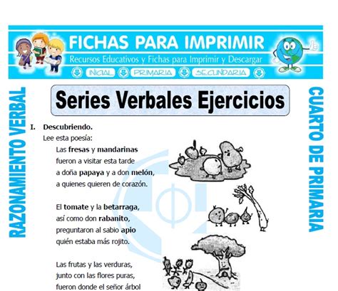 Ejemplos De Series De Palabras Cuarto De Primaria Fichas Para Imprimir Images And Photos Finder