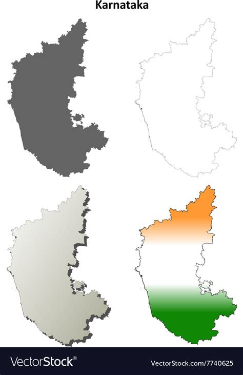 Karnataka map — satellite images of karnataka. Karnataka blank detailed outline map set Vector Image