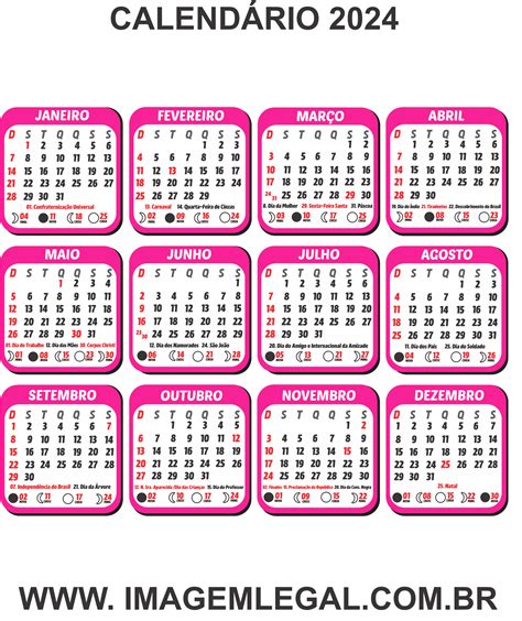 Calendário 2024 Cor De Rosa Png Imagem Legal