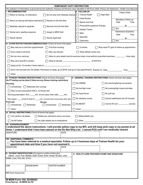 59 Mdw Form 154 Fill Out Sign Online And Download Fillable Pdf