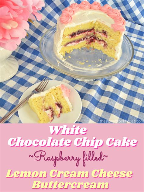 White Chocolate Chip Cake With Raspberry Filling And Lemon Cream Cheese
