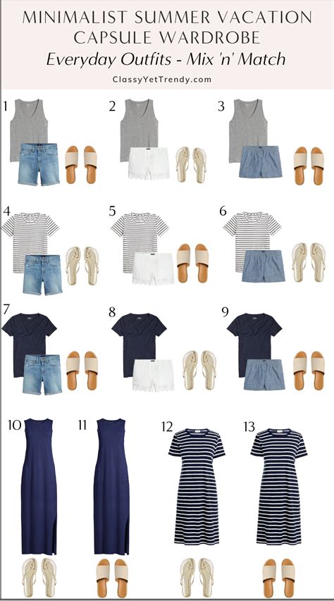 Minimalist Summer Vacation Capsule Wardrobe Outfits And Beach