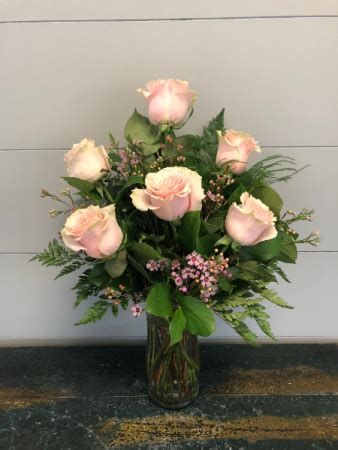4096 x 2734 jpeg 2805 кб. Half Dozen Light Pink Roses Vase Arrangement in Bluffton ...