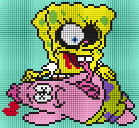 Zombie Spongebob Squarepants Square Perler Bead Pattern Bead