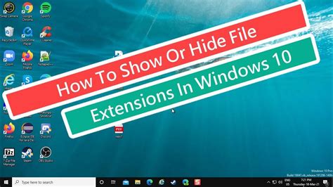 How To Show Or Hide File Extensions In Windows 10 Youtube