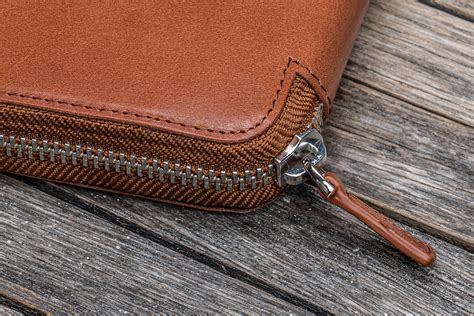 Handmade Brown Leather Zippered B6 Slim Planner And Notebook Folio