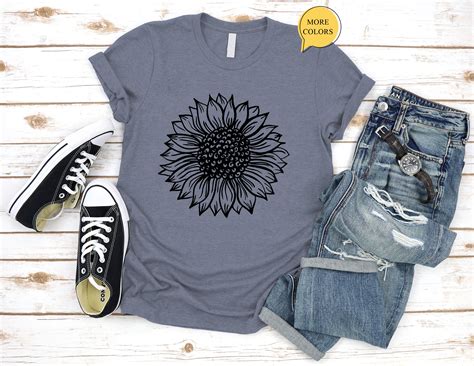 Sunflower Sunflower Shirt Floral Tee Shirt Flower Shirt Etsy