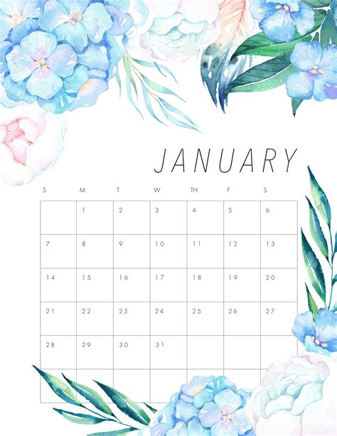 Free Printable 2018 Floral Calendar The Cottage Market Calendar