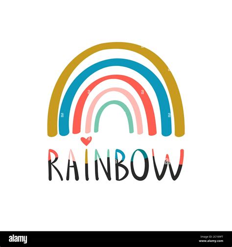 Creative Rainbow Illustration With Lettering Vector Card Stock Vector
