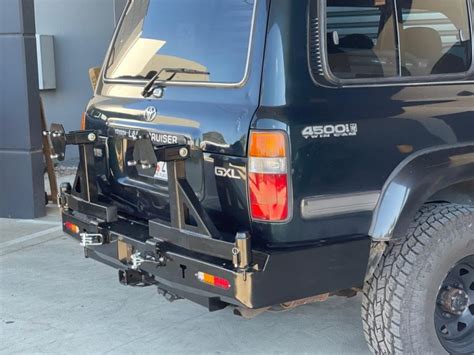 Rear Bar Spare Wheel Carrier Dual To Suit Toyota Landcruiser Series Heavy Duty PS X