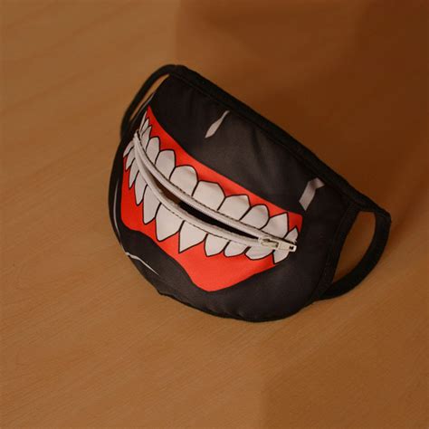 2019 Wholesale Hot Sale Tokyo Ghoul Mouth Mask Cotton White Teeth Style With Zipper Eat Mask