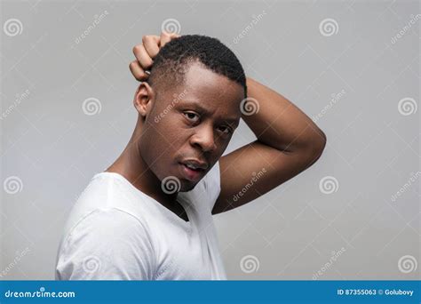 African Guy Thinking Of Problems With Anxiety Stock Image Image Of