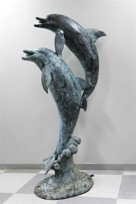 Patinated Bronze Two Dolphins Water Fountain