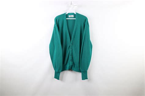 Vintage Vintage 70s Streetwear Knit Cardigan Sweater Teal Green Usa