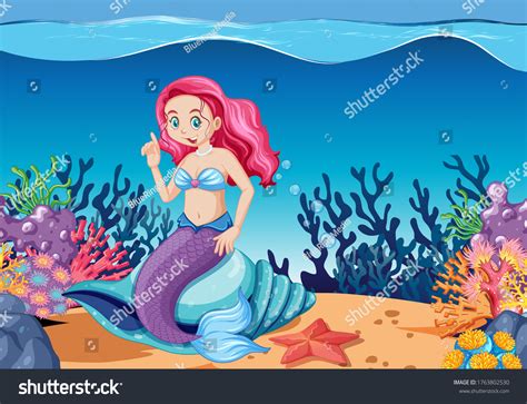 Cute Mermaid Cartoon Character Cartoon Style Stock Vector Royalty Free 1763802530 Shutterstock