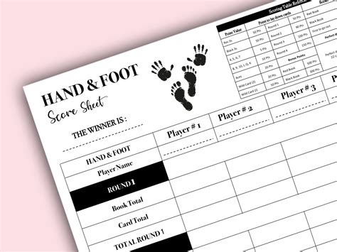 Hand And Foot Score Card Hand And Foot Scoresheet Hand And Etsy Schweiz