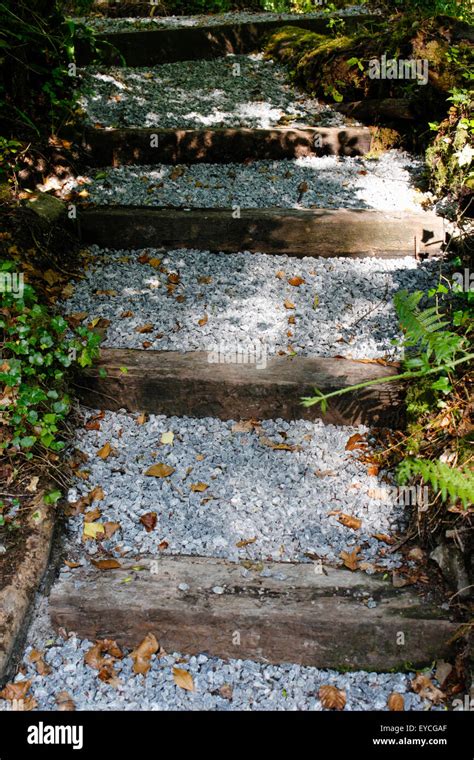 Woodland Steps Made Of Gravel And Railway Sleepers Stock Photo Alamy
