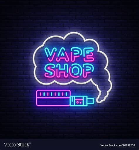 Vape Shop Logo Neon Vape Neon Sign Design Vector Image