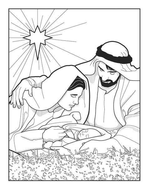 Baby Jesus In Manger In Colour Coloring Pages