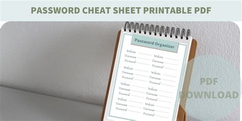 Password Cheat Sheet Printable Pdf Password Keeper Printable Etsy