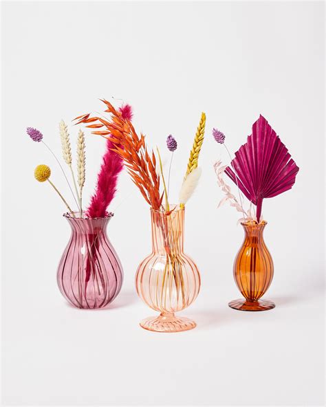 Aude Pink Purple And Orange Glass Bud Vases Set Of Three Oliver Bonas