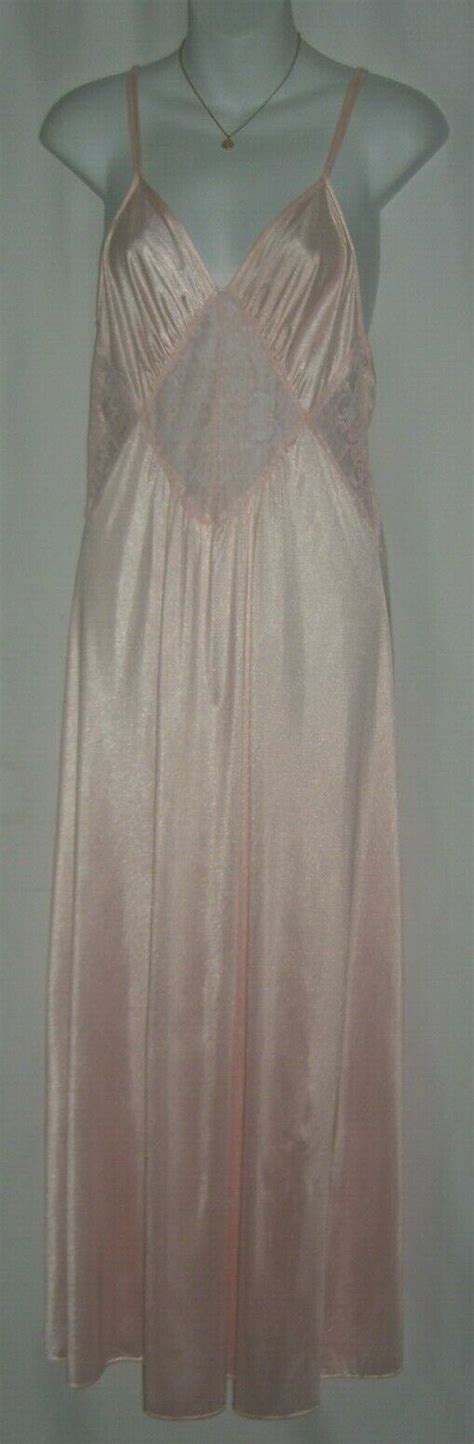 vintage 60 s kayser lingerie pink satin lace nightgow… gem