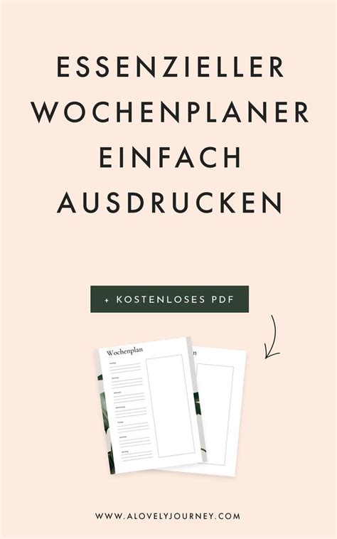 Entweder ganz bequem als gedruckte mappe oder als pdf zum herunterladen und ausdrucken. Kostenlose Druckvorlage: Minimalistischer Wochenplan zum kostenlosen Drucken #drucken # ...