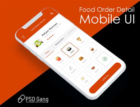 Food delivery app design free PSD