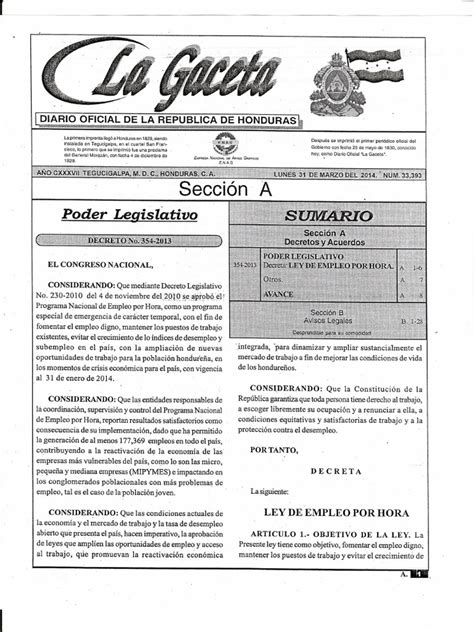 Ley De Empleo Por Hora Gaceta Decreto 354 2013 Pdf Salario Sindicato
