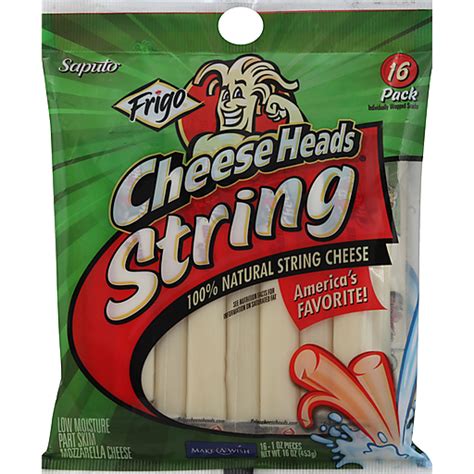Frigo® Cheese Heads® Original String Cheese 16 Ct Pack Shredded