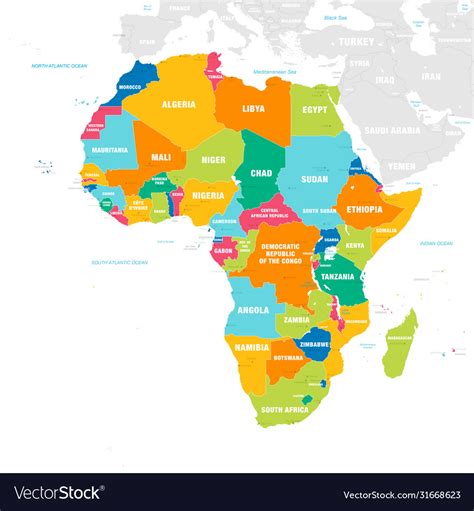 Colorful Map Africa Royalty Free Vector Image Vectorstock