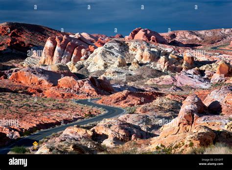Road Through Valley Of Fire State Park Nevada Stock Photo Alamy