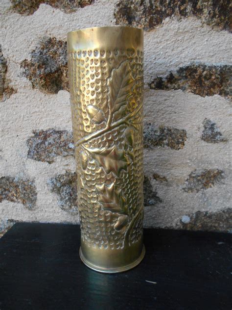 Ww1 Trench Art Brass Vase 75 De C Artillery Shell Casing Etsy