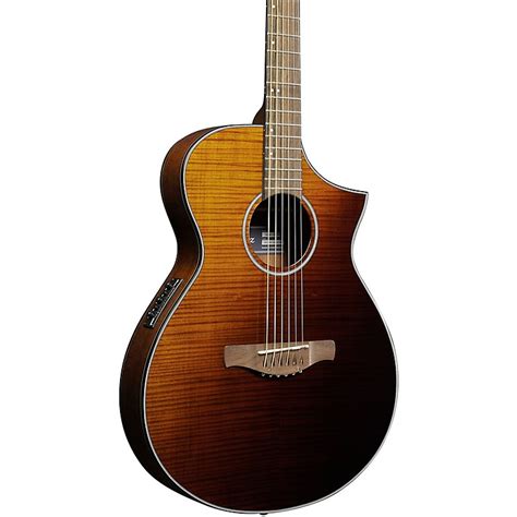 Ibanez Aewc32fm Thinline Acoustic Electric Guitar Amber Sunset Fade
