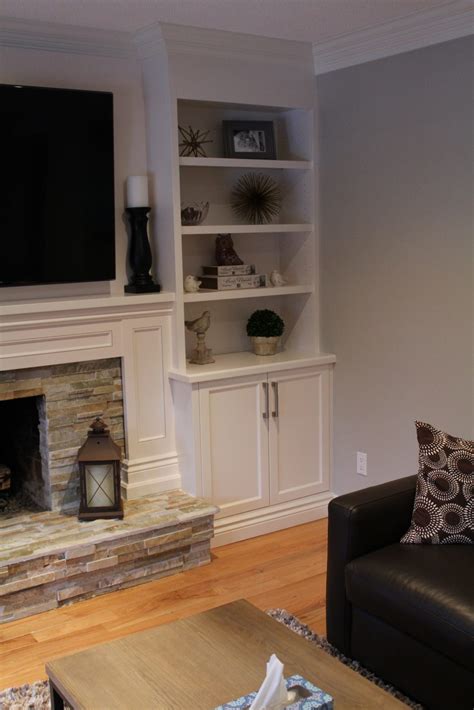 A flat wall fireplace takes up no floor space within your home. Built-In Wall Units & More | Touchwood Cabinets | Custom ...
