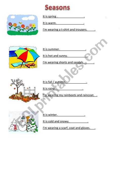 Seasons Esl Worksheet By Nesliake