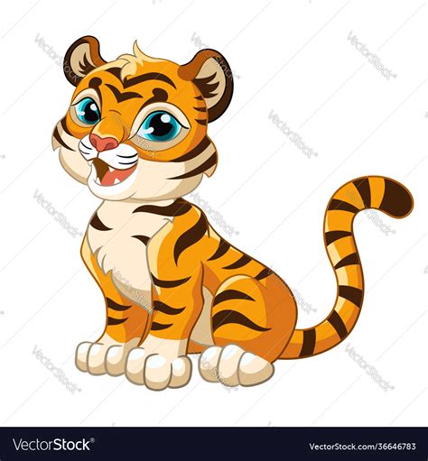 Sitting Cute Tiger Cartoon Character Royalty Free Vector