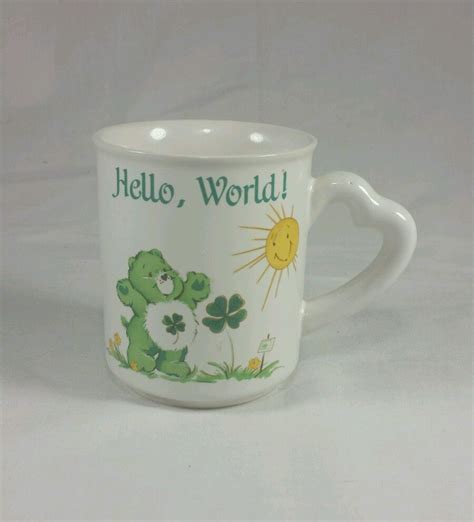 Care Bears Coffee Tea Mug Cup 1983 Vintage Good Luck Bear Hello World