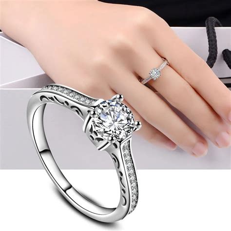 Women Rings 2017 Ladies Fashion White Silver Zircon Wedding Engagement Solid Rings Fine Beauty