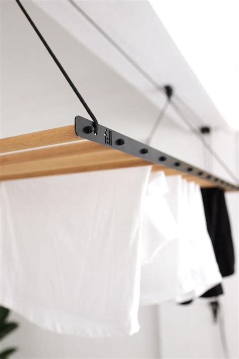 Pull down the pole to desired height; Laundry Drying Rack Ceiling Mounted Clothes Drying Rack ...