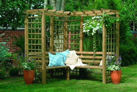 Introducing a range of climbing plants to your arbour can create a cosy, picturesque scene to be proud of in your garden. 4 Seater Corner Wooden Garden Arbour Pagoda - Trellis ...