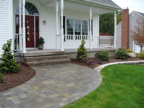 Curved Paver Walkway Walkways 01 Bluestone With Paver Border