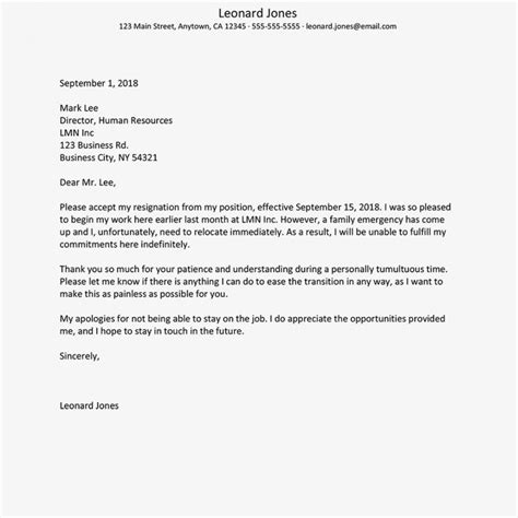 Get Our Example Of Resignation Letter Due To New Job Opportunity For