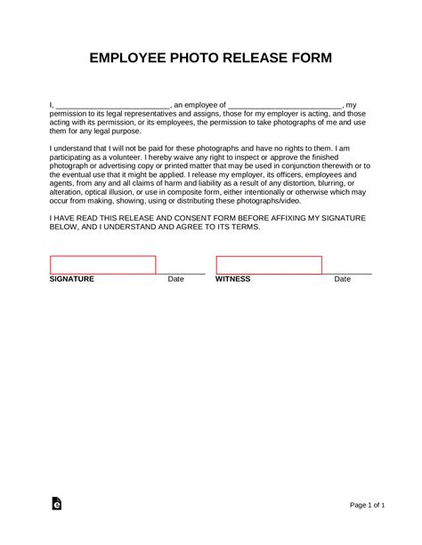 Free Employee Photo Release Form Pdf Word Eforms