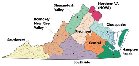 Geographic Regions Of Virginia Map Map