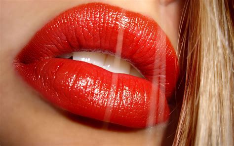 Fruit Open Mouth Glowing K Closeup Lips Women Red Lipstick Juicy Lips Water Drops