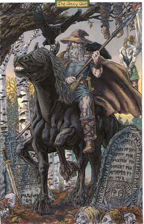 Woden As The Wanderer The Grim The Grey With Hugin Munin