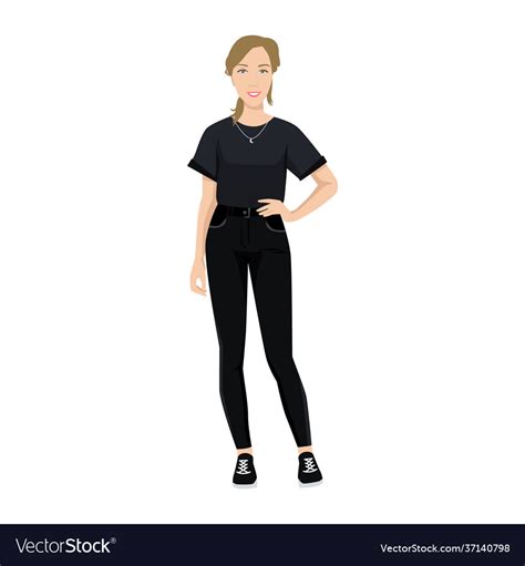 Cool Standing Woman Pose With Hand On Hip Vector Image